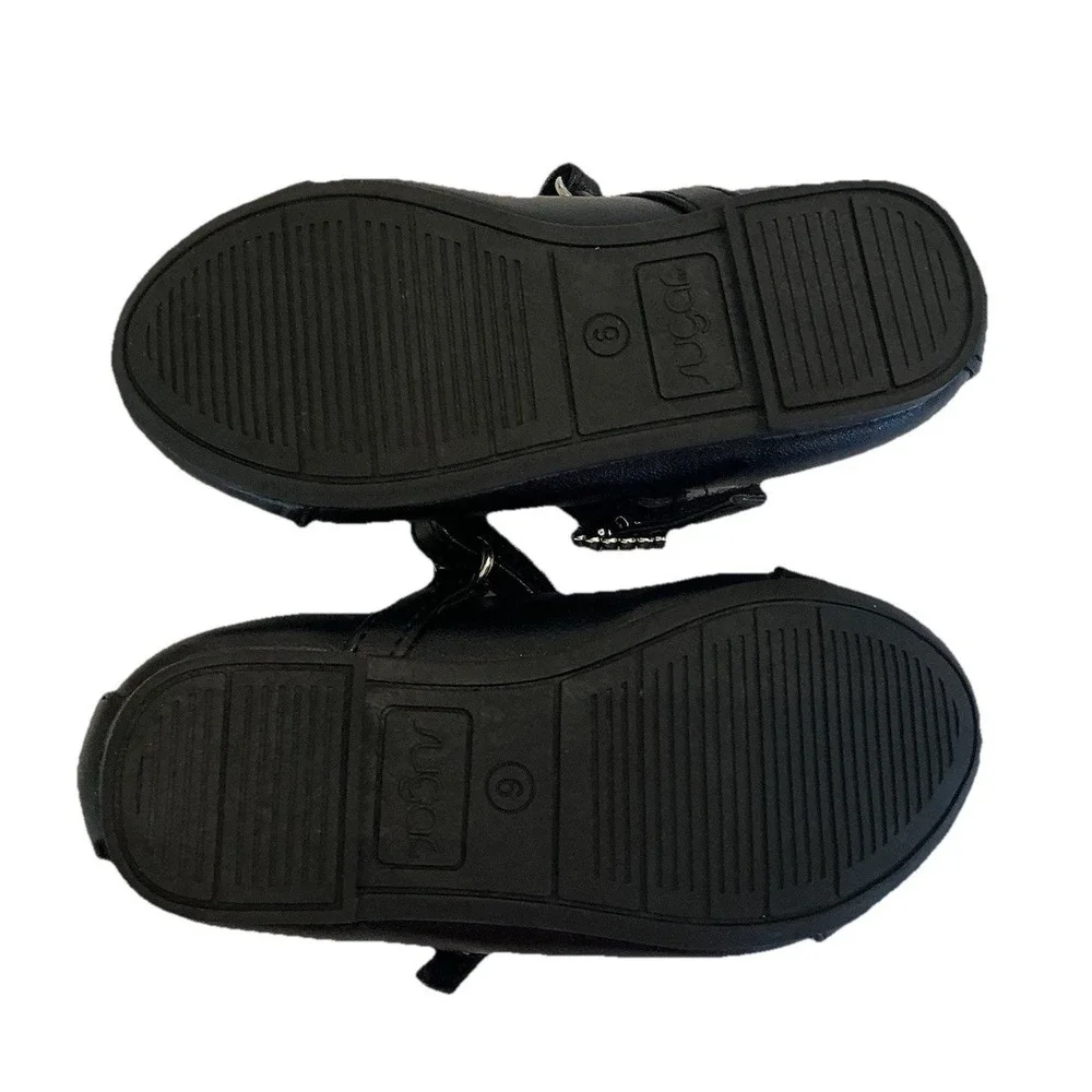 Girls Sugar Black Patent Leather Mary Jane Shoes Heart Buckle - Toddler Size‎ 6